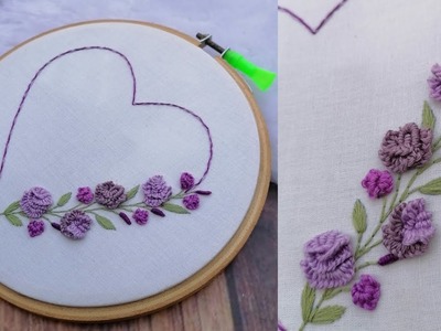 Heart shape Embroidery Design |Hand Embroidery | Embroidery Tutoriel | DIY