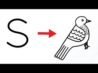 How to draw bird from letter S | Easy bird drawing | Letter drawing