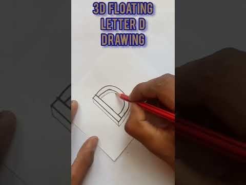 How to draw floating letter D in 3d | 3D floating art #shorts