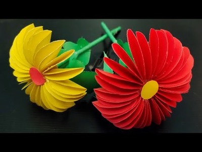 How to make flower with paper\\diy room decoration idea\\craft with paper