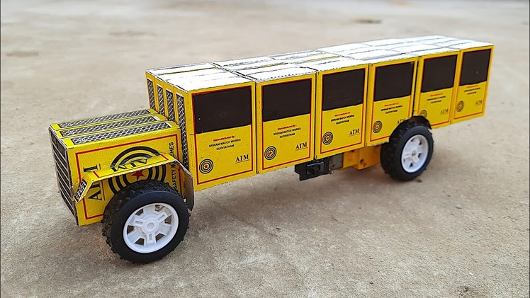 How to make Matchbox School Bus at home - DIY matchbox Bus