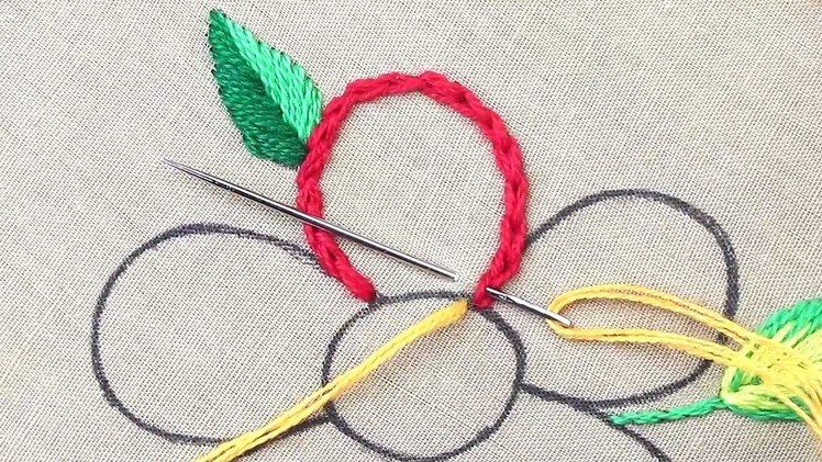 Latest hand embroidery modern flower embroidery designs - split chain stitch - 4 layered net stitch