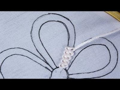 New hand embroidery floral design with elegant braid chain stitch needle art