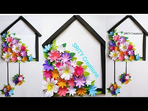Paper flower house wallhanging craft ideas | wallhanging | wall decoration idea new | paper flower .