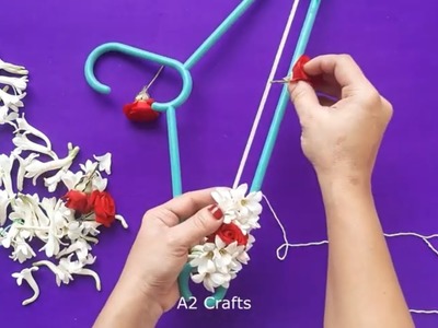 Simple and Easy way to String the Flowers Using Hanger
