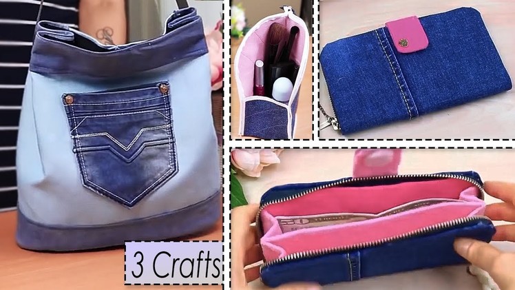 3 EASY PEASY CRAFTS DIY BAG IDEAS CUT AND SEW ???? How to Make a Bag From Scratch