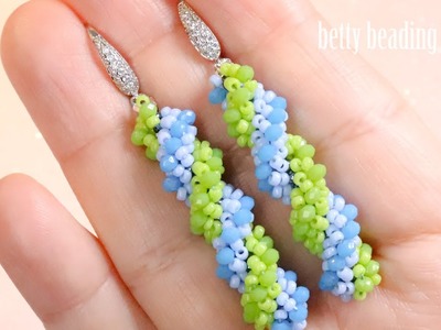 Beaded Earring  Dubbed screw with seedbeads and crystal  elegant and easy .beading tutorial