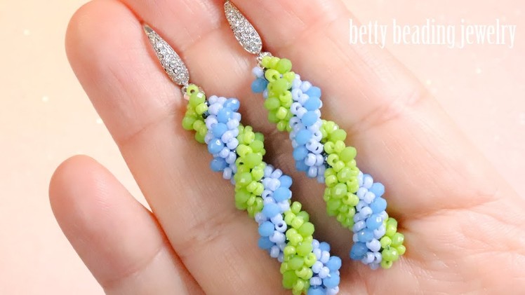 Beaded Earring  Dubbed screw with seedbeads and crystal  elegant and easy .beading tutorial