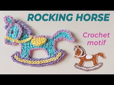 Crochet motif. Rocking horse applique pattern