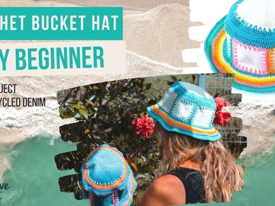 DIY Crochet bucket hat using upcycled Denim ! #crochetpattern #crochethat #buckethat
