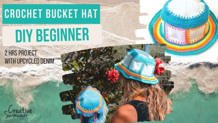 DIY Crochet bucket hat using upcycled Denim ! #crochetpattern #crochethat #buckethat