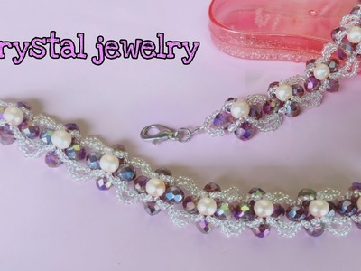 DIY jewelry making | crystal bracelet tutorial | tutorial konektor masker kristal mix mote payet