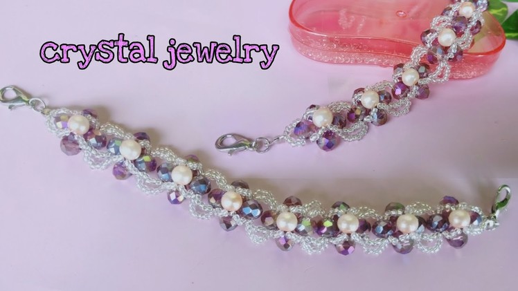 DIY jewelry making | crystal bracelet tutorial | tutorial konektor masker kristal mix mote payet