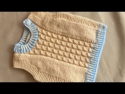 Hand knitted sleeveless jumper sweater for age 0-3 months baby