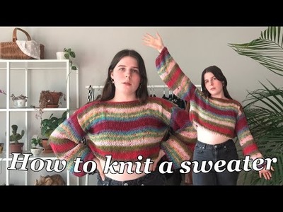I knitted the perfect Pinterest inspired colorful sweater | beginner friendly knitting tutorial