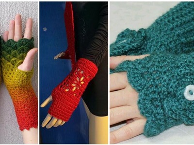 Most Stylish #crochet  gloves with simplistic patterns #crochetfingerlessgloves for working women