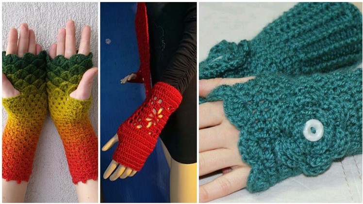 Most Stylish #crochet  gloves with simplistic patterns #crochetfingerlessgloves for working women