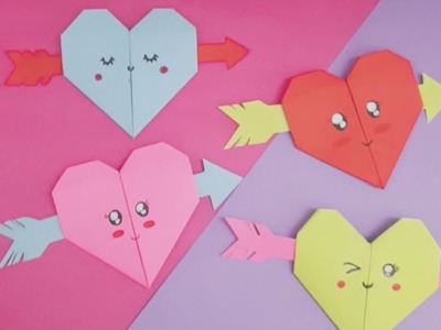 Origami paper heart with arrow. DIY paper heart with arrow. DIY paper craft. Origami craft #short