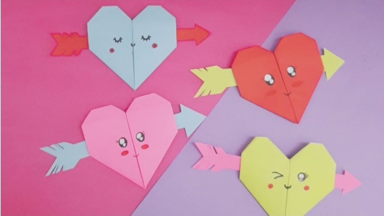 Origami paper heart with arrow. DIY paper heart with arrow. DIY paper craft. Origami craft #short