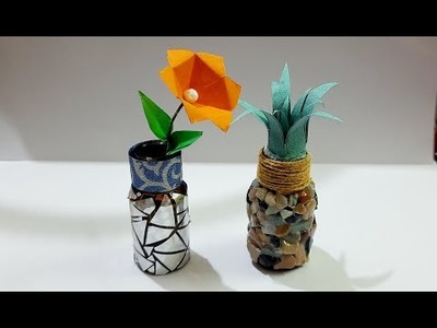 Syrup Bottle Mini Flower Pots-2 Types.DIY Miniature Crafts.Best Out of Waste.Easy DIY Crafts