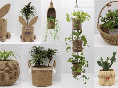 10 Reuse Ideas Waste Material for Plant Pot, Jute Recycling Craft Ideas