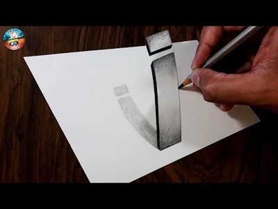 3d Drawing Letter I - How to Draw 3D Letter I - Anamorphic Illusion - easy step by step