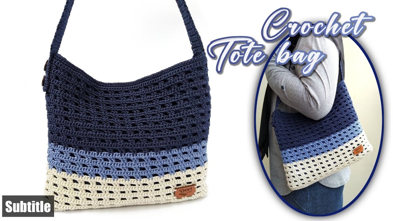 CARA MEMBUAT TAS RAJUT TOTE BAG MUDAH UNTUK PEMULA CROCHET TOTE BAG