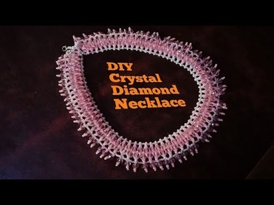 DIY Beaded And Crystal Lace Diamond Necklace.How To Make.Crystal Necklace.Pooza's Creation.