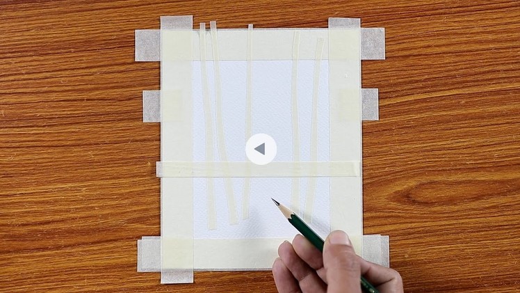Easy Masking tape Birch Tree Trick Drawing . Drawing with Oil Pastels. Step by Step