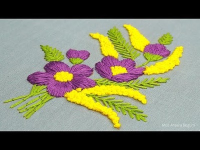 Hand Embroidery Cute Purple Flower Design Tutorial New, Easy Flower Embroidery Tips-621