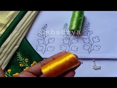 Hand embroidery easy sleeve design for kurti and blouse|sleeves embroidery design for blouse  kurti