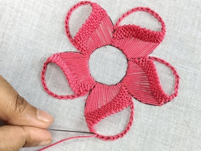 Hand Embroidery Flower Design, Easy Buttonhole with Trellis Stitch Amazing Flower Tutorial by Hand
