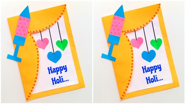 Happy Holi Greeting Card 2022 • how to make holi greeting card • handmade holi greeting card ideas