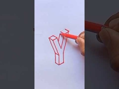 How to draw 3d letter y - easy drawing tutorial #shorts