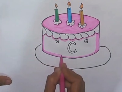 How to draw a cake step by step.draw a birthday cake for kids.#drawing tutorial.#drawing cake