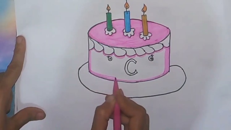 How to draw a cake step by step.draw a birthday cake for kids.#drawing tutorial.#drawing cake
