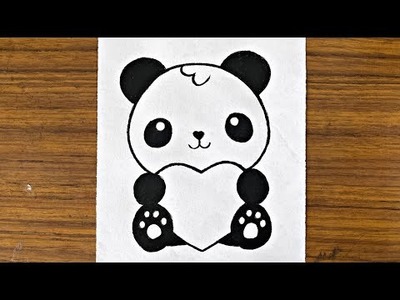 How to draw a cute panda | Easy drawings step by step  | Drawing ideas pencil easy | Simple drawing