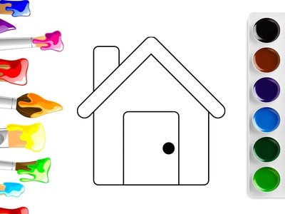 How to draw and decorate a house. Cómo pintar y decorar una casa. Bolalar uchun uy chizish