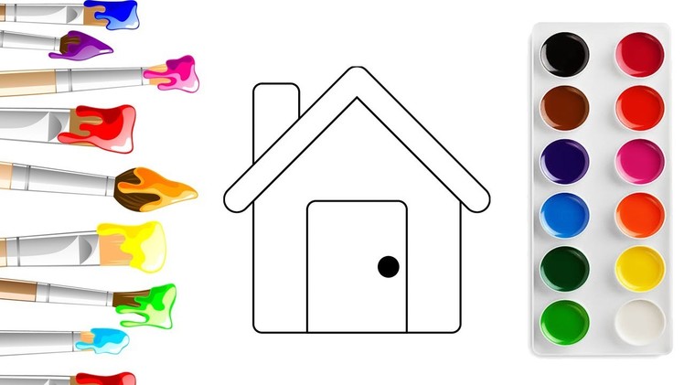 How to draw and decorate a house. Cómo pintar y decorar una casa. Bolalar uchun uy chizish
