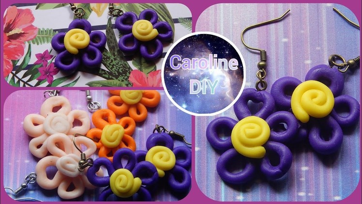 Kolczyki kwiaty z modeliny DIY.DIY polymer clay flower earrings