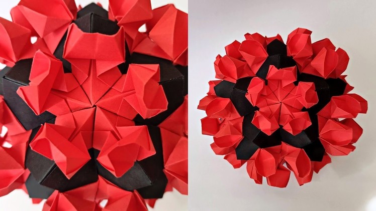 Origami VENUS SLIPPER KUSUDAMA | How to make a kusudama with flowers