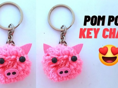 Pom pom keychain | diy pom pom keychain | how to make pom pom | DIY Piggy Keychain | Toy for kids