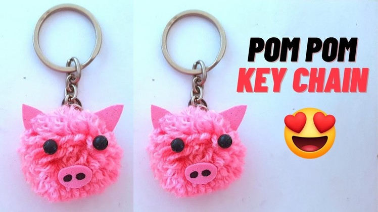 Pom pom keychain | diy pom pom keychain | how to make pom pom | DIY Piggy Keychain | Toy for kids