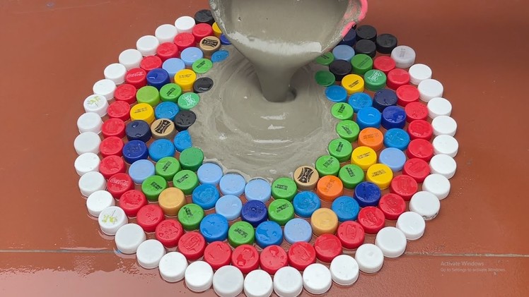 Recycle Bottle Caps , Cement and Tires.  Diy Beer Bottle Cap Table .