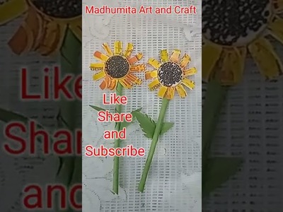 Simple way of making sunflower  tea cup sunflower idea #craft #sunflower #shorts #viral #trending