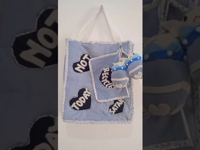 Tote bag made from denim upcycled jeans #shorts#diy #sewing