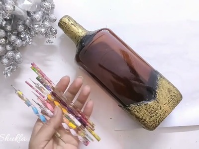 Very Beautiful Dot Art On Glass Bottle | Easy Bottle Painting For Beginners| DIY Home Decor Ideas|
