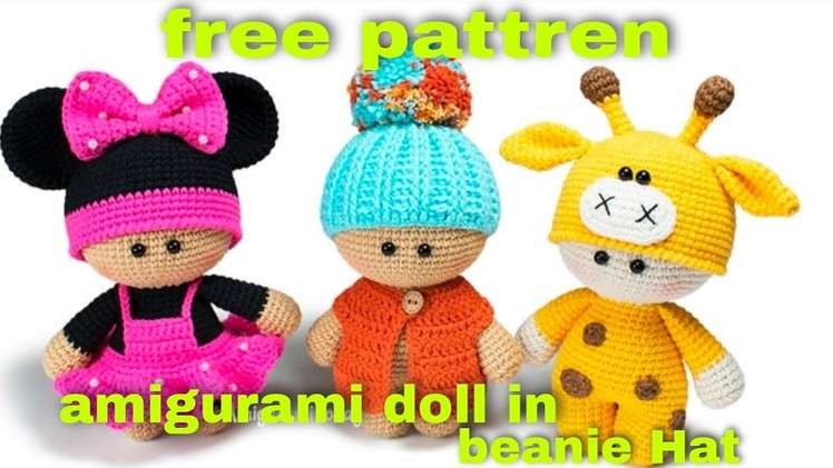 Amigurumi doll in beanie hat free pattren