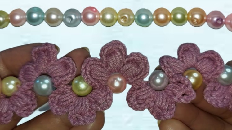 Beautiful Crochet Lace with Beads|| Easy Beaded lace||Crochet Floral lace