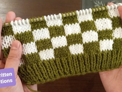 Checkered Shoulder Bag Stitch Pattern tutorial | Easy Knitting Pattern With Written Instructions